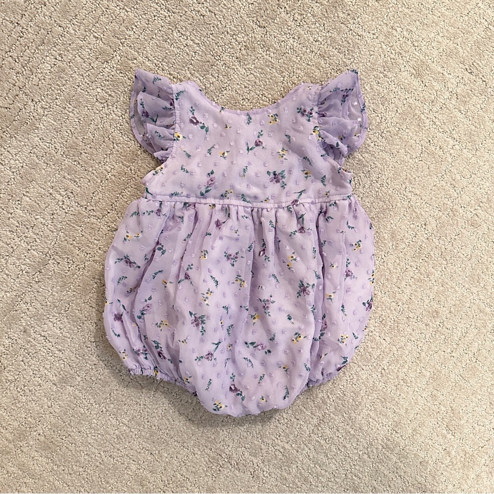 SUN PEONY COCONUT Floral Lilac Romper - Picture 3 of 5